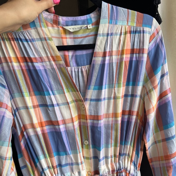 TYLHO Plaid Colorful Maxi Button Up Shirt Dress S - Picture 5 of 13